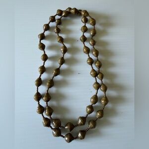 Sparkle Olive brown or green tint paper bead necklace